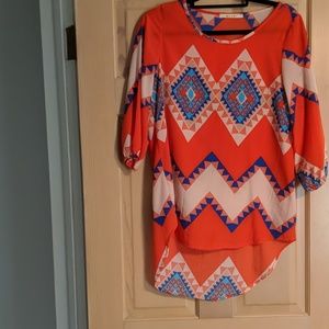 High-Low Orange and Blue Tunic